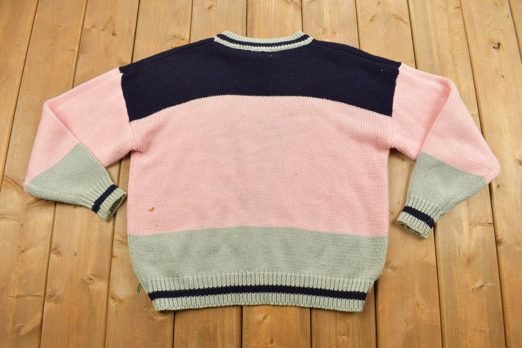 Vintage 1990s Y.C.C. Football Knit Crewneck Sweatshirt
