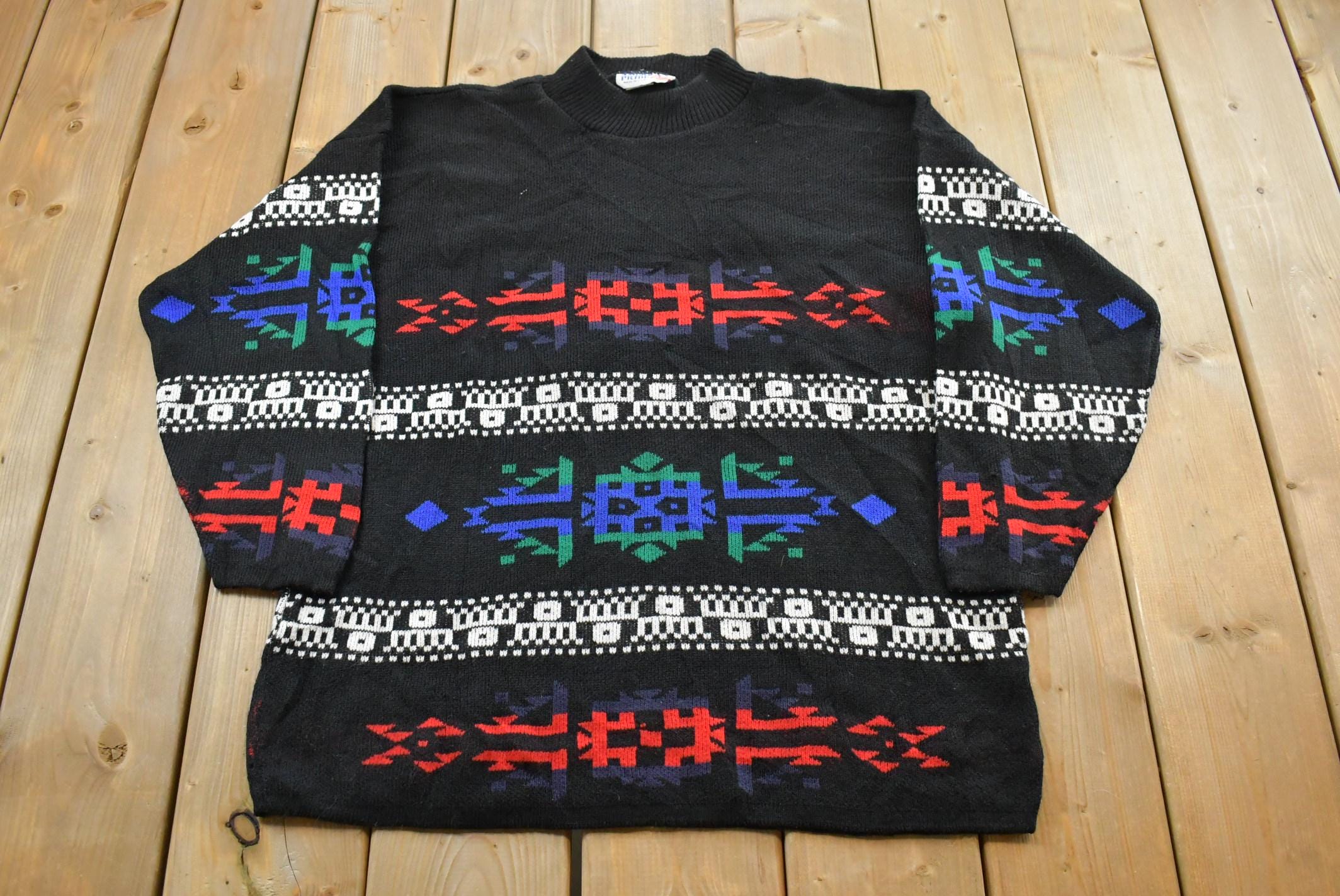 Vintage 1990s American Pride Nordic Knit Crewneck Sweater Women's L /