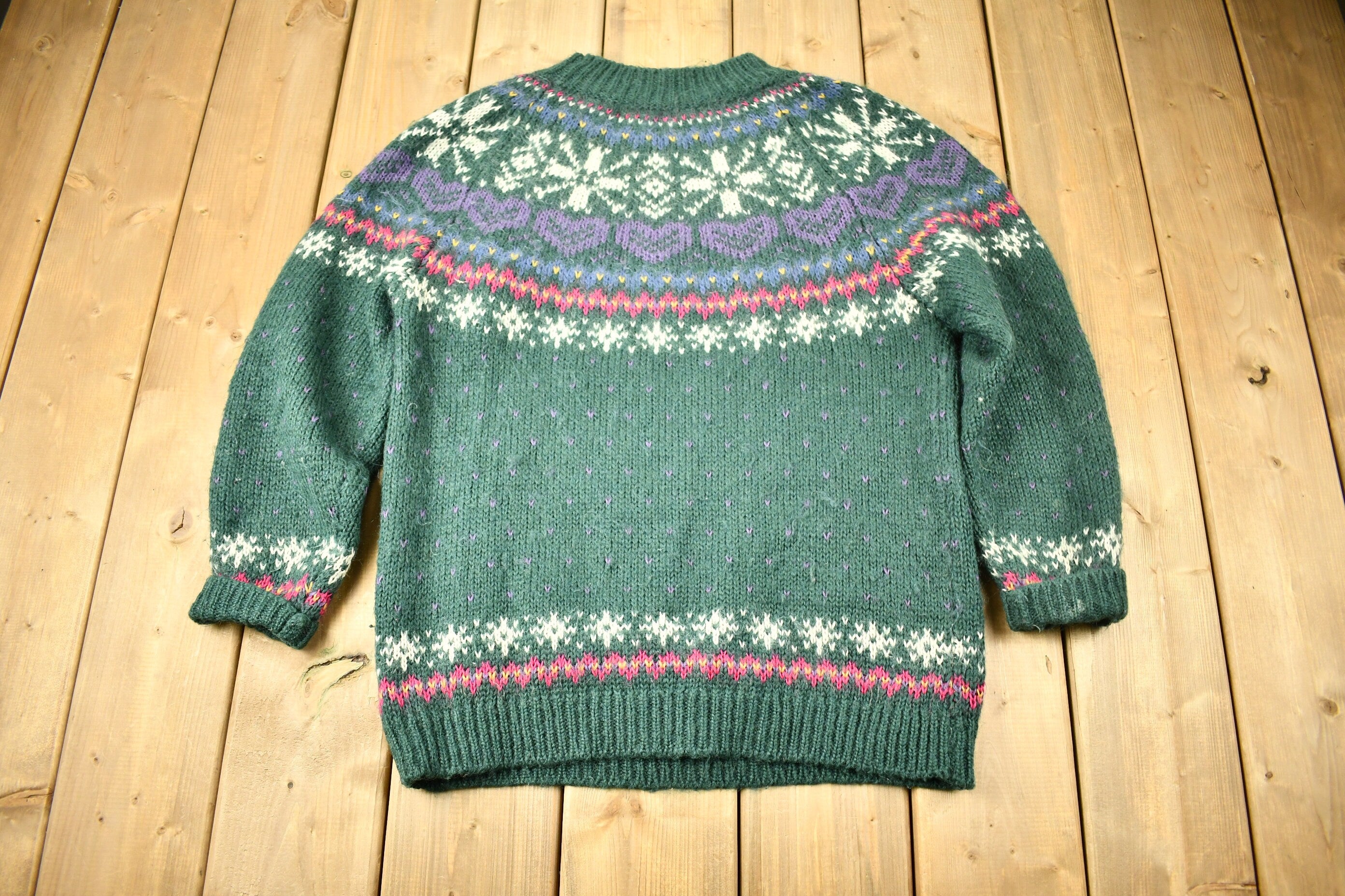 Vintage 1980s Snowflake Knit Nordic Mohair Sweater Apres Ski