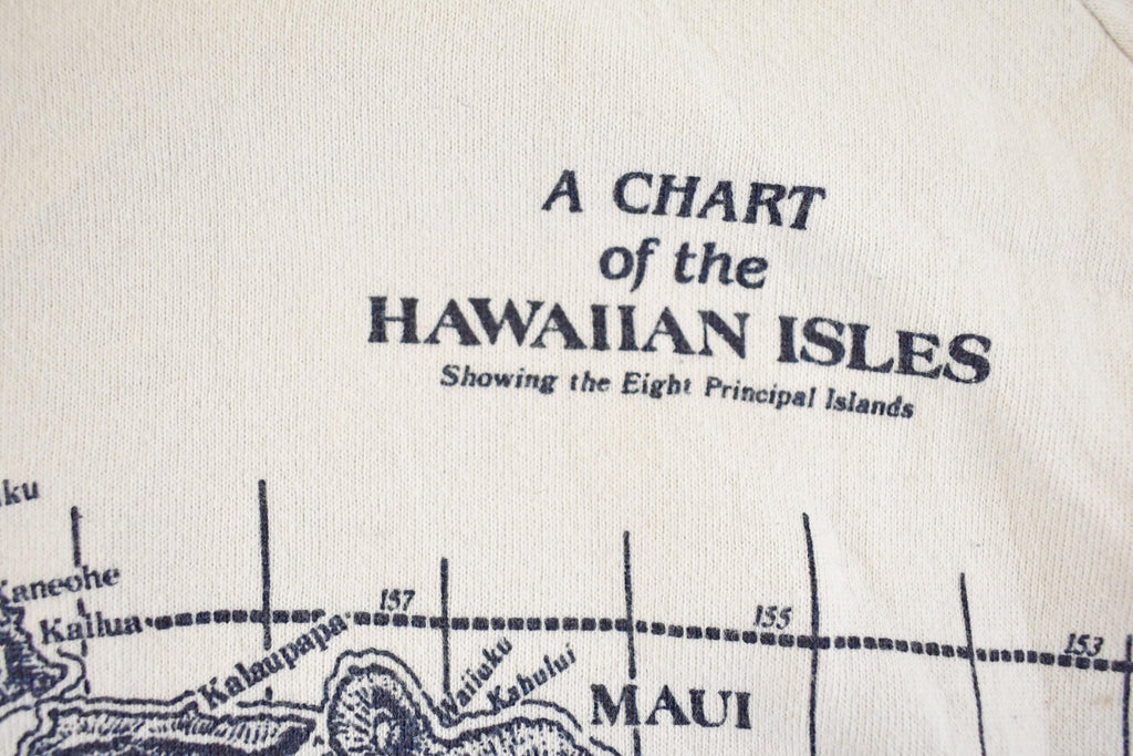 Vintage 1990s Chart Of The Hawaiian Isles Souvenir Crewneck Sweatshirt Mens S