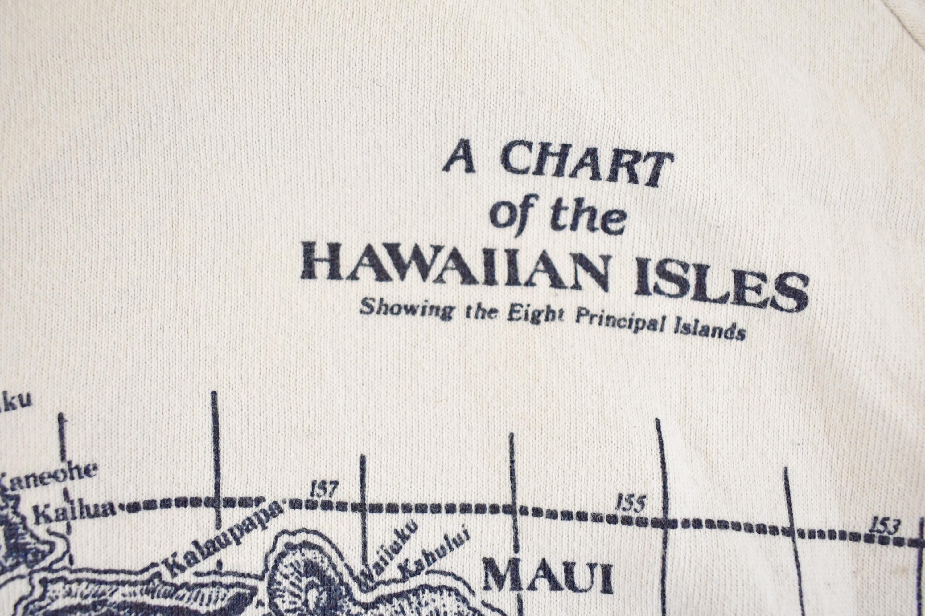 Vintage 1990s Chart Of The Hawaiian Isles Souvenir Crewneck Sweatshirt Mens S