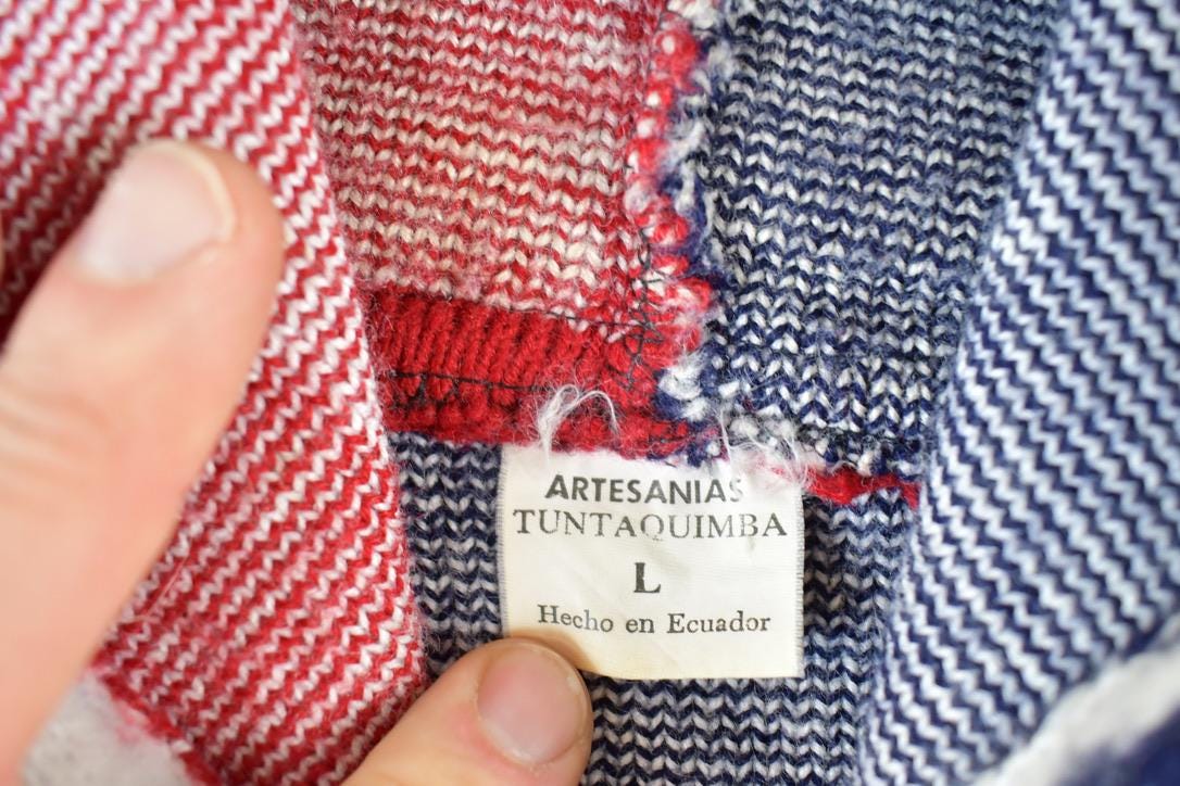 Vintage 1990s American Flag Wool Knit Hoodie Sweater Mens M