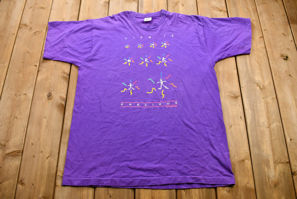 Vintage 1990s Life Is Precious Purple T-Shirt