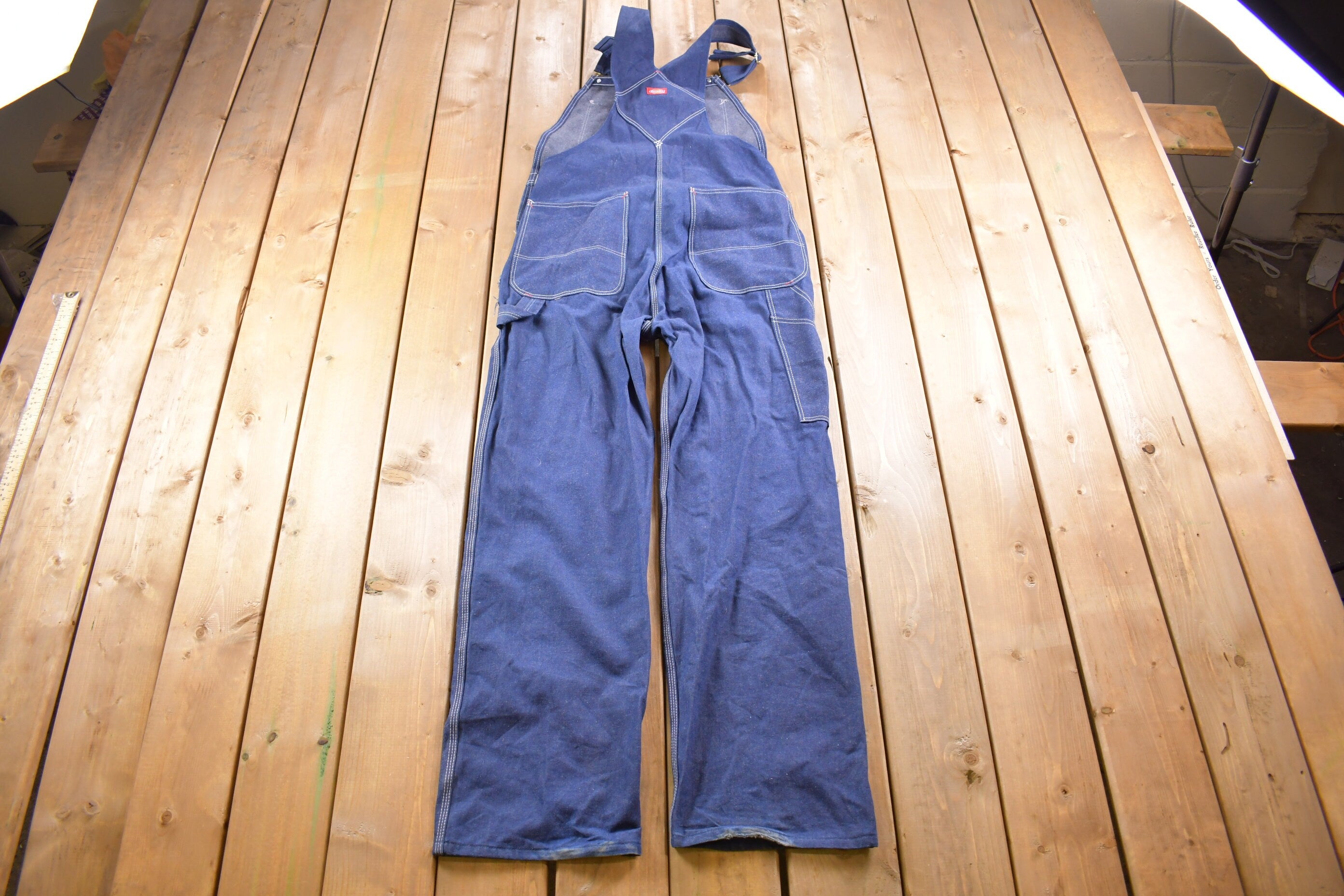 Vintage 1990s Dickies Denim Jean Overalls Size 34 Small
