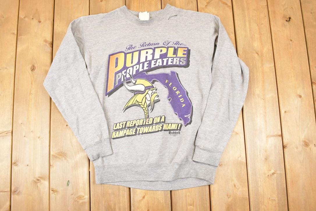 Vintage 1999 Minnesota Vikings Purple People Eaters NFL Crewneck Sweatshirt Mens M