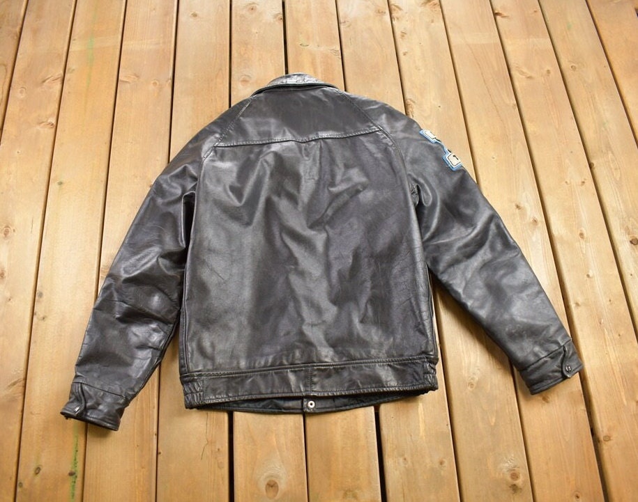 Vintage 1980s Astro Sportswear Leather Varsity Hockey Jacket / Fall Outerwear / Leather Coat / Outerwear / Streetwear Fashion / Suede Jacket