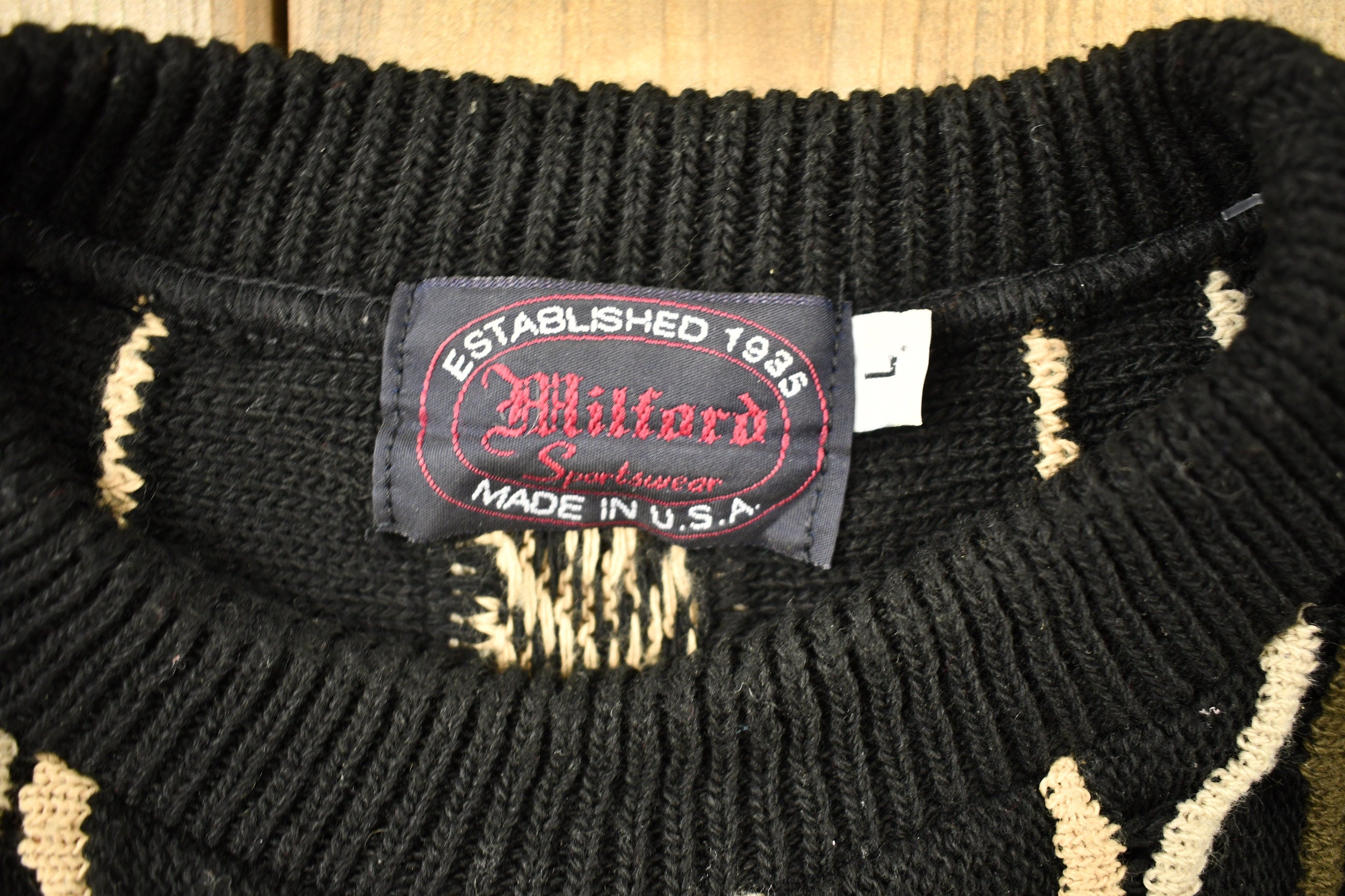 Vintage 1980s Milford Sportswear 3D Cable Knit Crewneck Sweater