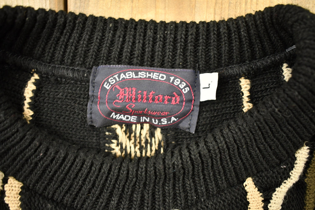 Vintage 1980s Milford Sportswear 3D Cable Knit Crewneck Sweater