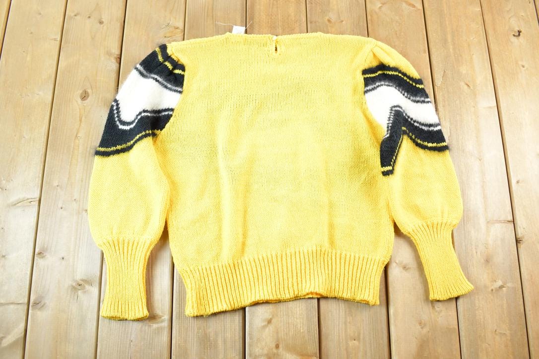 Vintage 1980s Maurada Knit Abstract Pattern Crewneck Sweater Womens L /