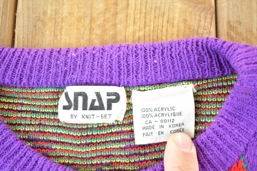 Vintage 1990s Snap By Knit Set Abstract Pattern Crewneck Sweater Mens L