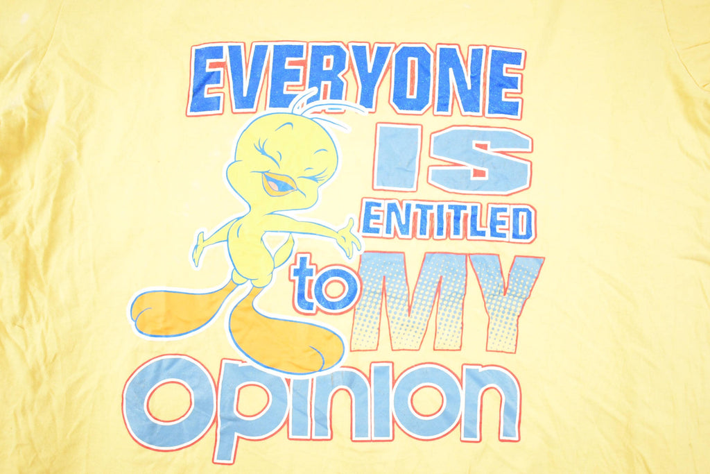 Vintage 1990s Looney Tunes Tweety Bird My Opinion Souvenir T-Shirt Women's XXL