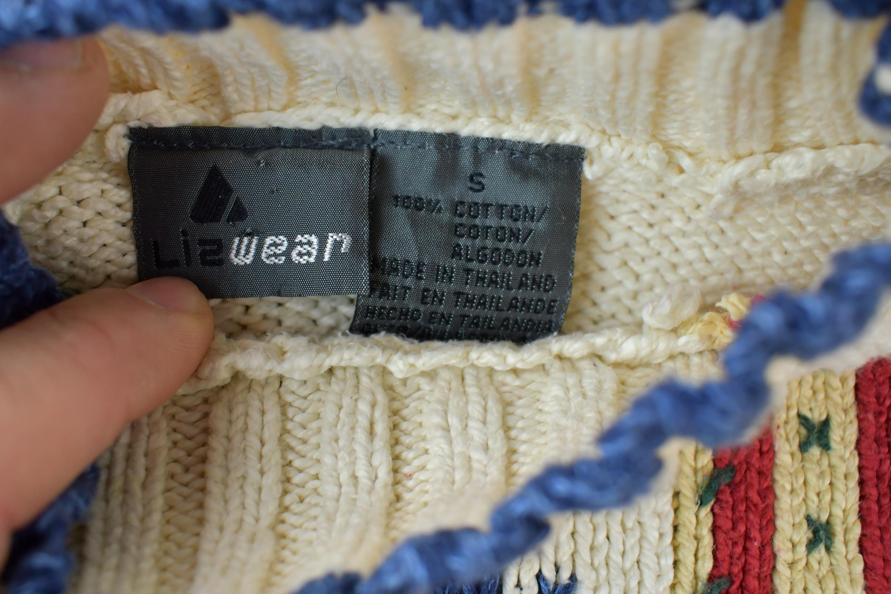 Vintage 1990s Liz Wear Heavy Cotton Christmas Knit Crewneck Sweater