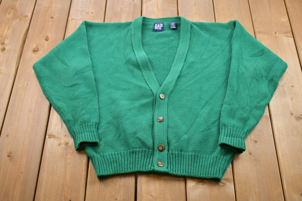 Vintage 1990s Gap Green Knitted Cardigan Sweater