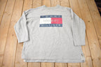 Vintage 1990s Tommy Hilfiger Flag Graphic Crewneck Sweatshirt Made In USA