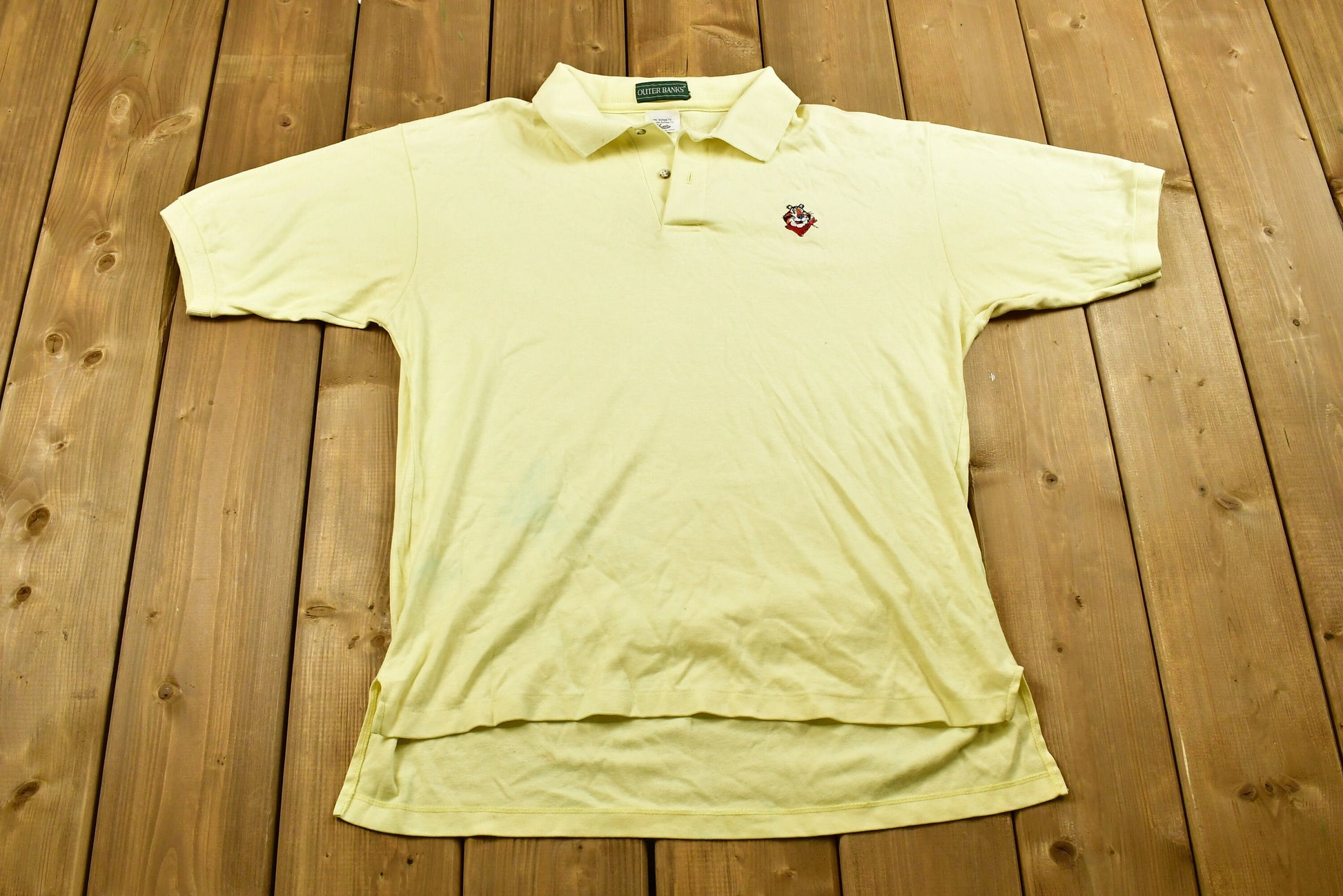 Vintage 1980s Polo Shirt / Kellog's / Tony the Tiger / Embroidered Character / Athleisure / Sportswear / Vintage Athleticwear