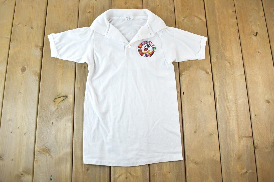 Vintage 1990s Youth Disney World Epcot Centre Cartoon Promo Polo Shirt