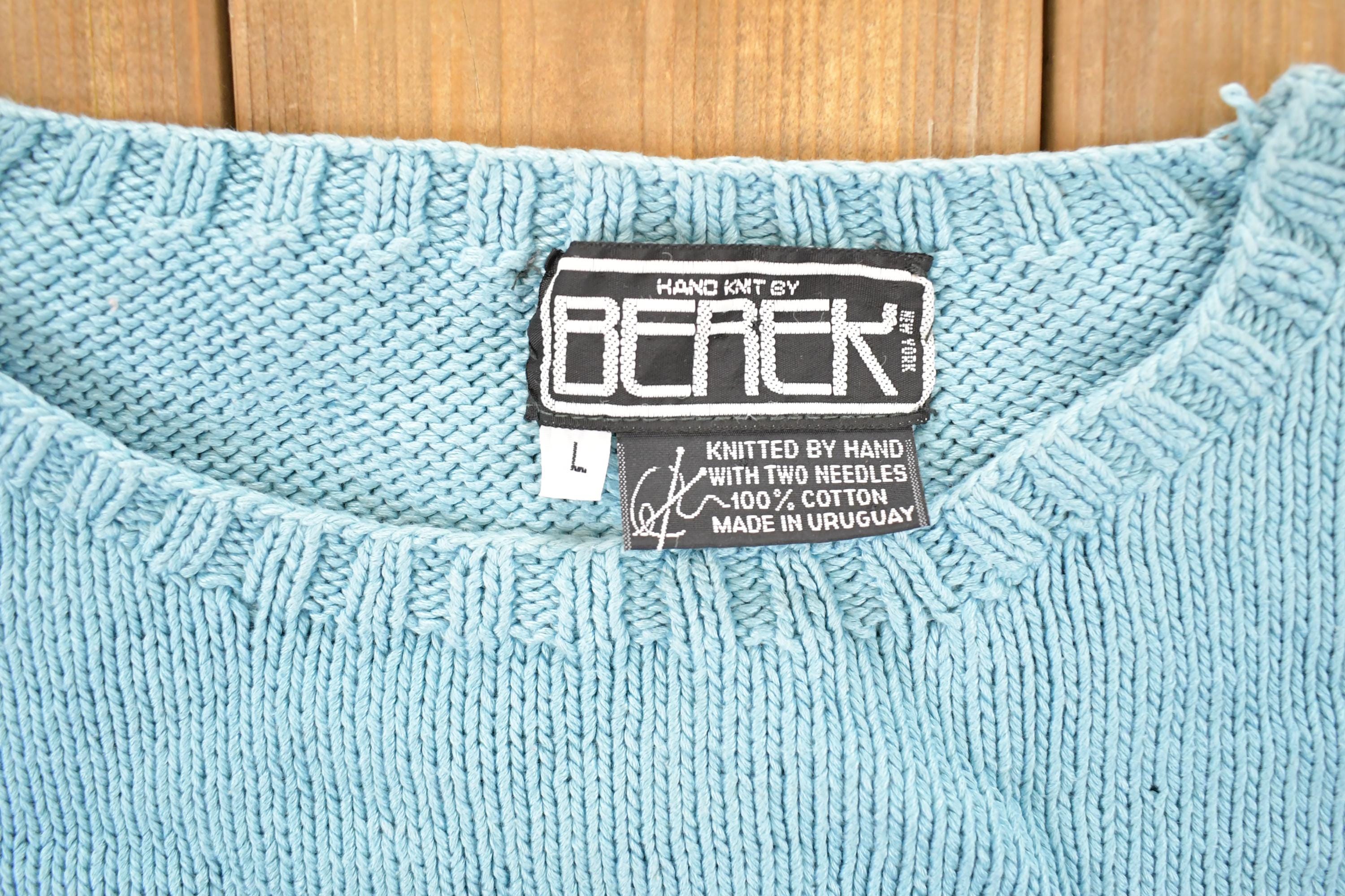 Vintage 1990s Triple Kitty Berek Hand Knit Crewneck Sweater Women's L