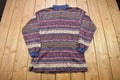 Vintage 1990s Quarter Button Collared Aztec Pattern Sweatshirt