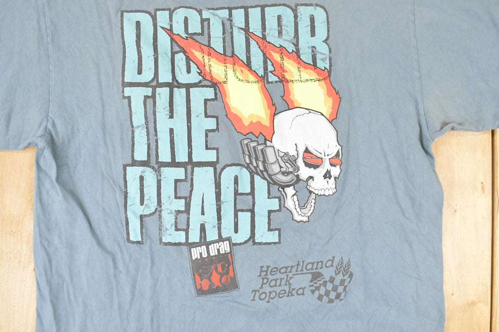 Vintage 1990s Pro Drag Disturb The Peace Souvenir Racing T-Shirt Men's L