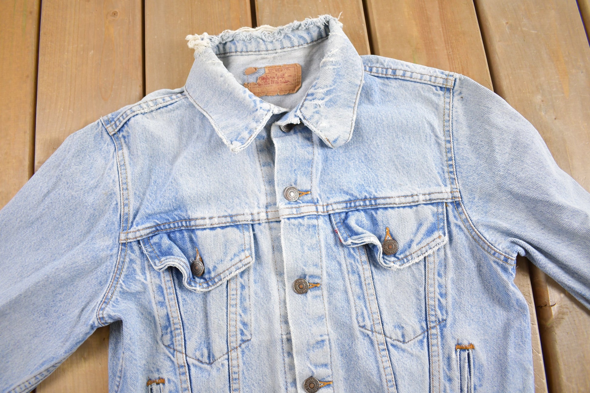 Vintage 1970s Levi's Jean Jacket  Vintage Distressed Denim  Streetwear  Made In USA  Light Wash