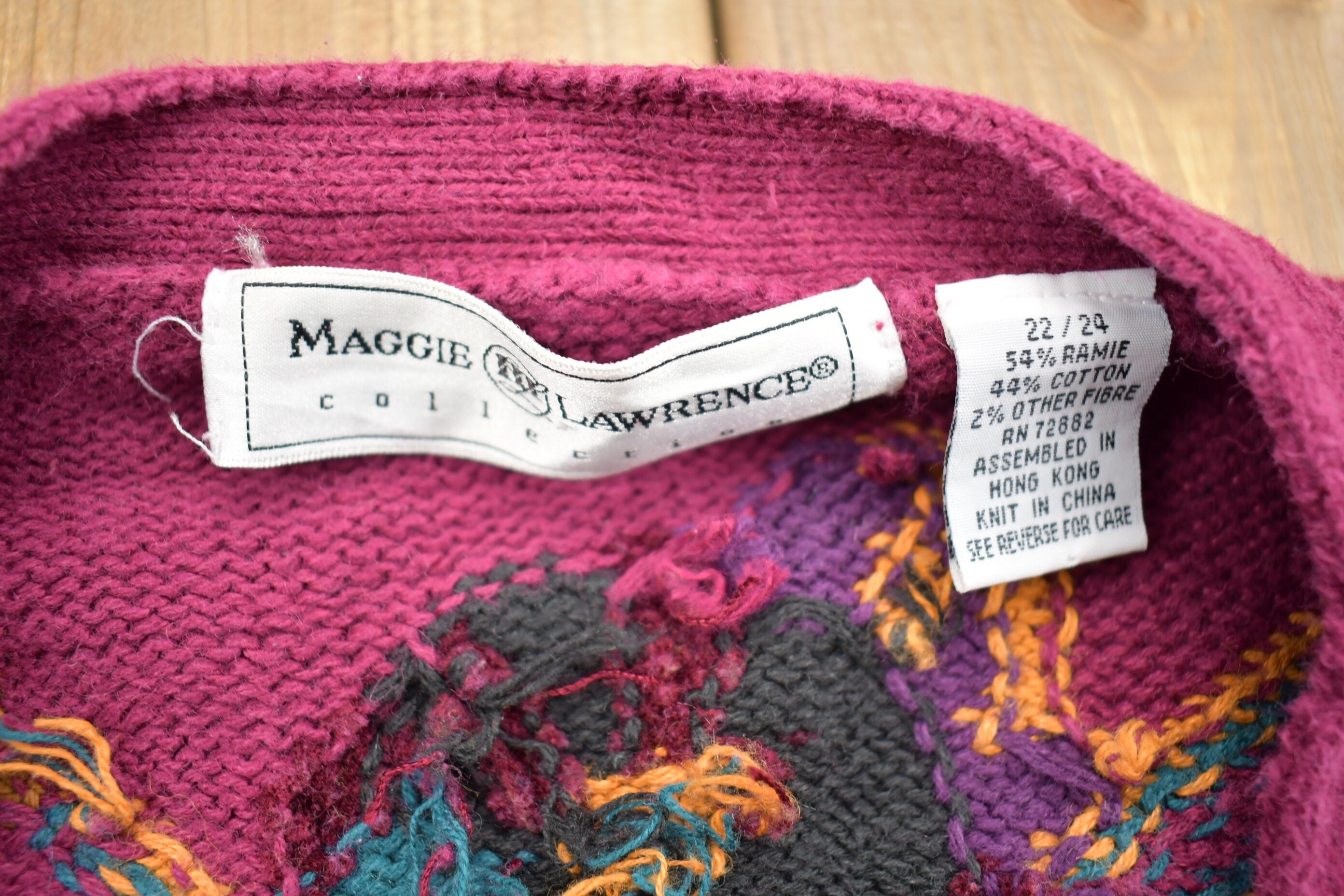 Vintage 1990s Maggie Lawrence Floral Paisley Knitted Cardigan Sweater