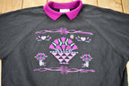 Vintage 1980s Floral Graphic Cute Collared Raglan Cut Crewneck Sweater