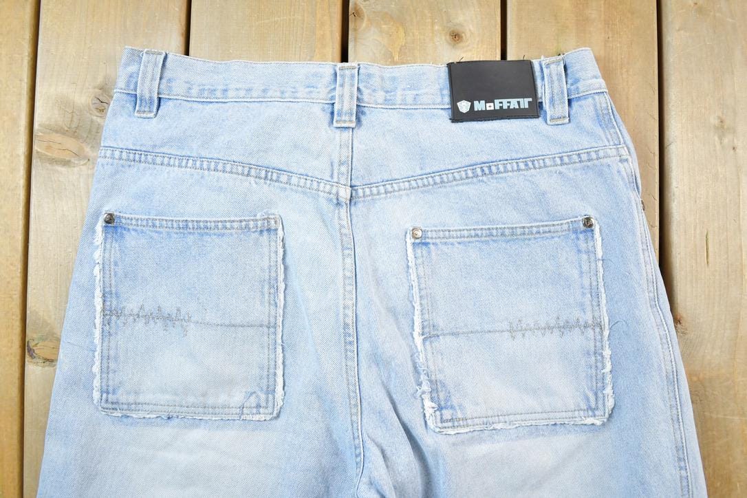 Vintage 1990s Moffat Patchwork Hip Hop Denim Jeans Size 32 x 32