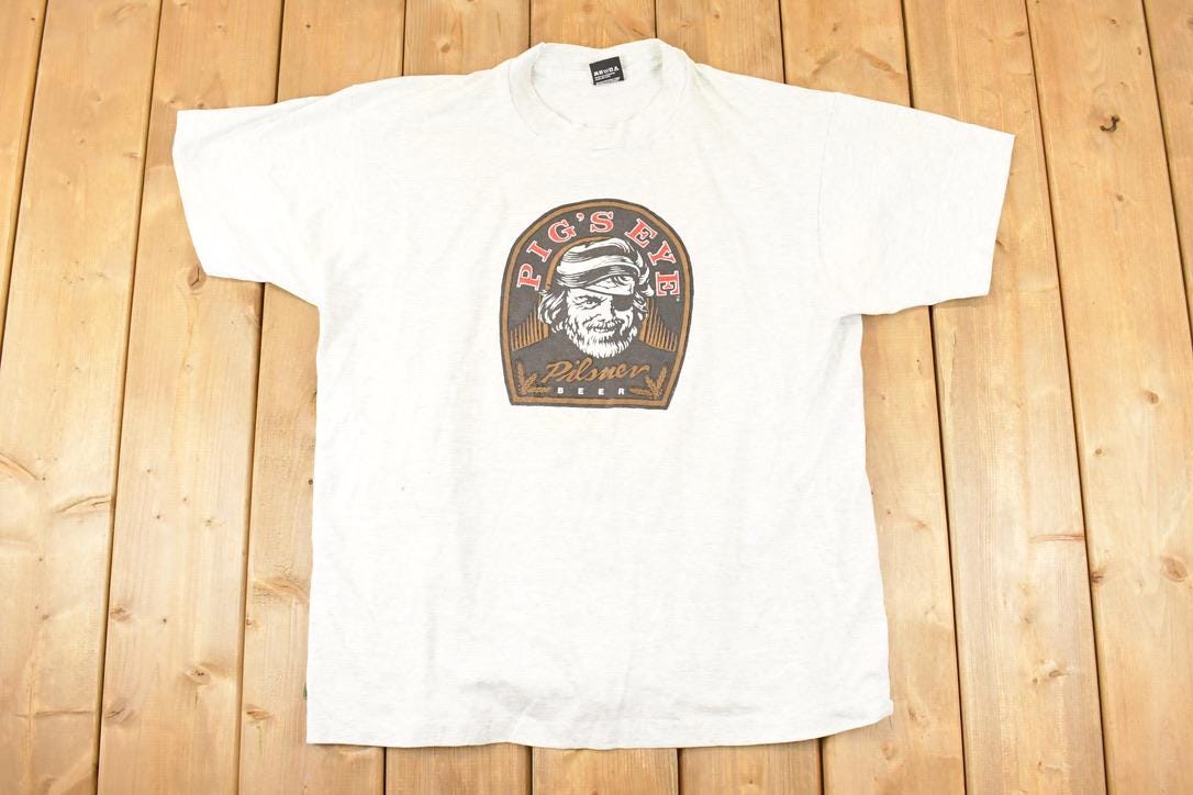 Vintage 1990s Pig's Eye Pilsner Souvenir Travel T-Shirt Men's XL
