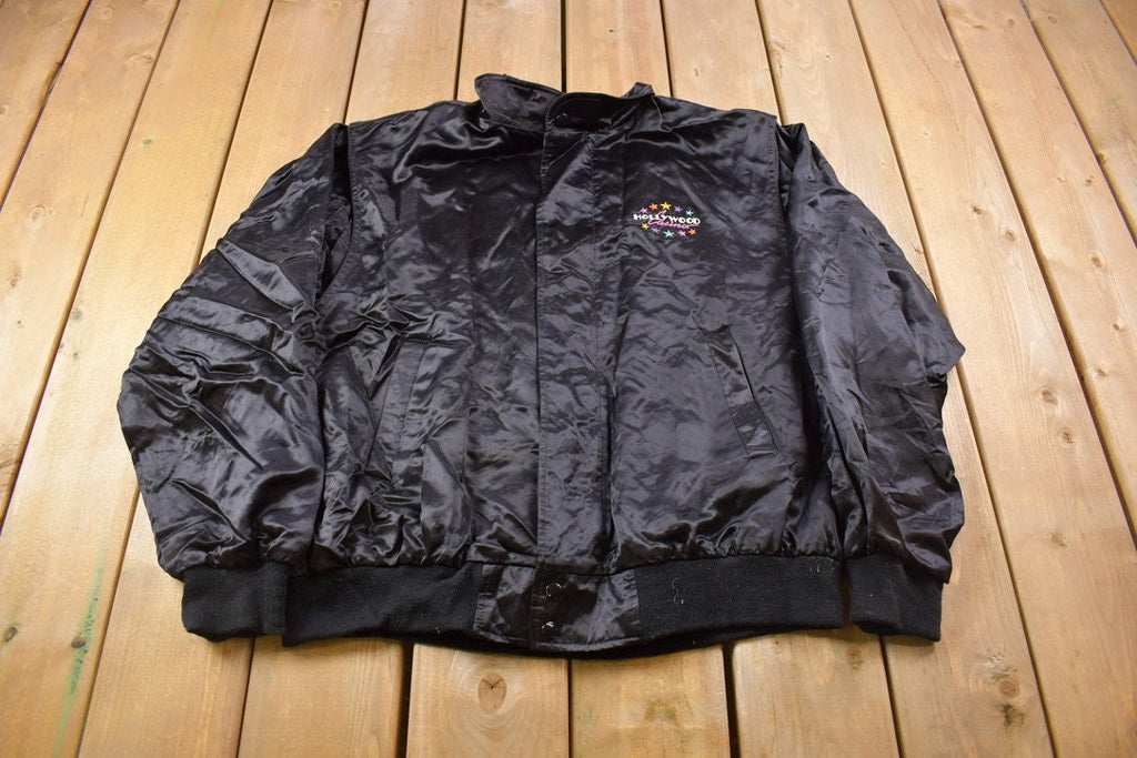 Vintage 1980s Hollywood Casino Las Vegas Satin Bomber Jacket