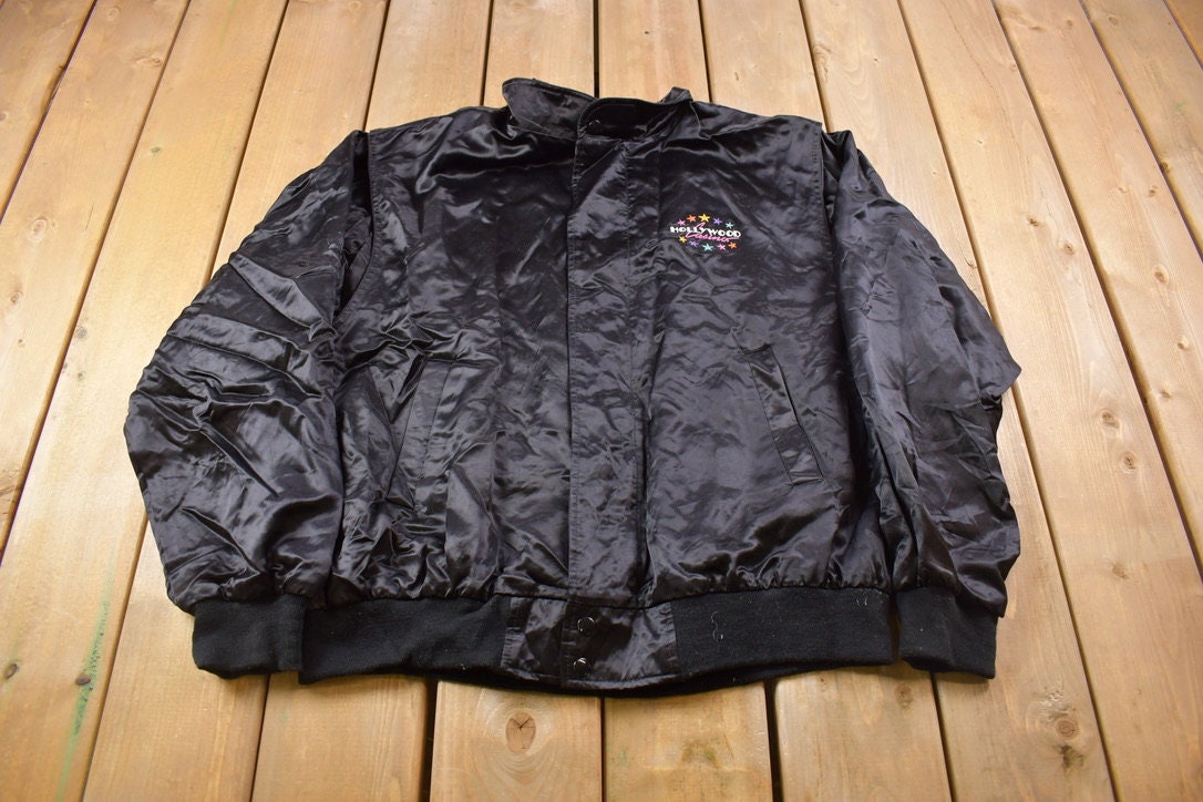 Vintage 1980s Hollywood Casino Las Vegas Satin Bomber Jacket
