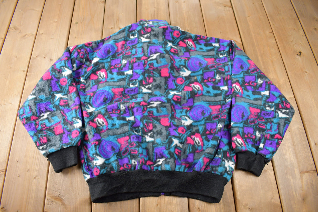 Vintage 1990s Cabin Creek All Over Print Zip Up Fleece Sweater Size S