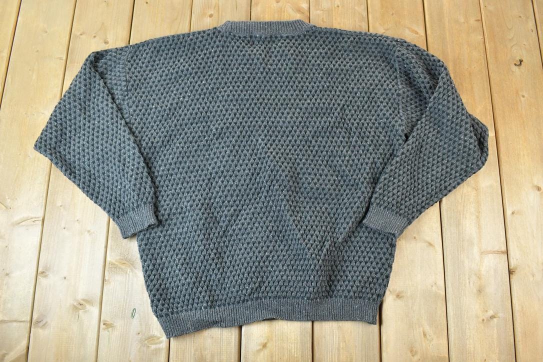 Vintage 1990s Peconic Bay Traders Knit Abstract Pattern Crewneck Sweater