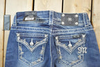 Vintage Y2K Deadstock Miss Me Bedazzled Low Rise Jeans Size 26x31