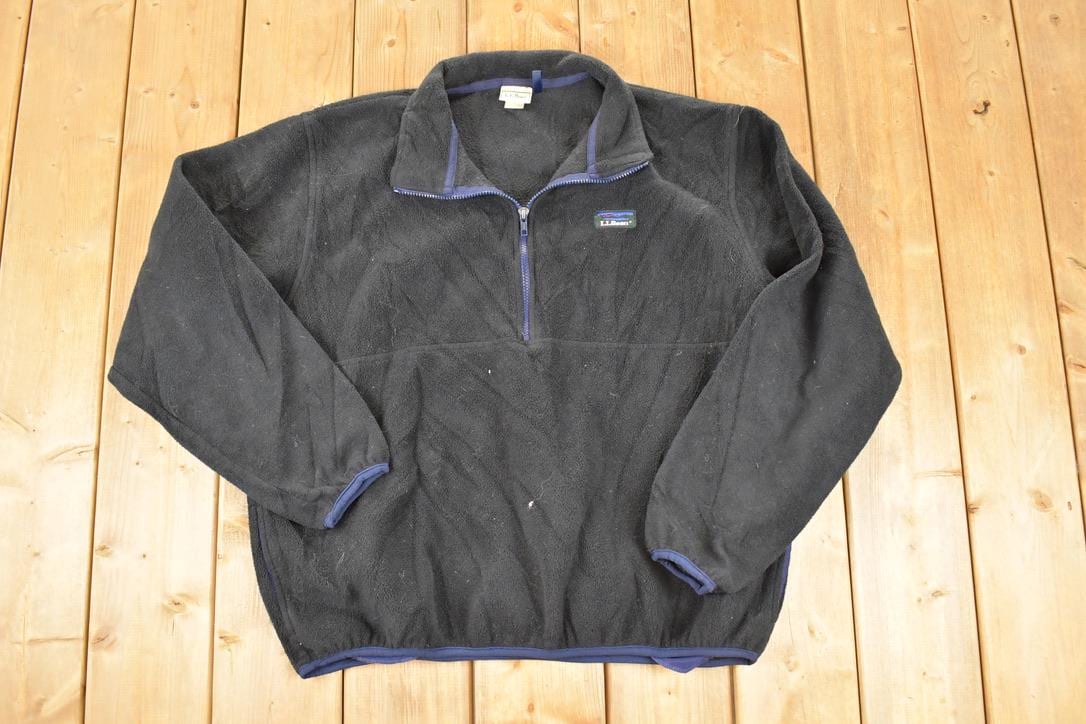 Vintage 1990s LL Bean Quarter Zip Fleece Outdoorsman Sweater Men's XL