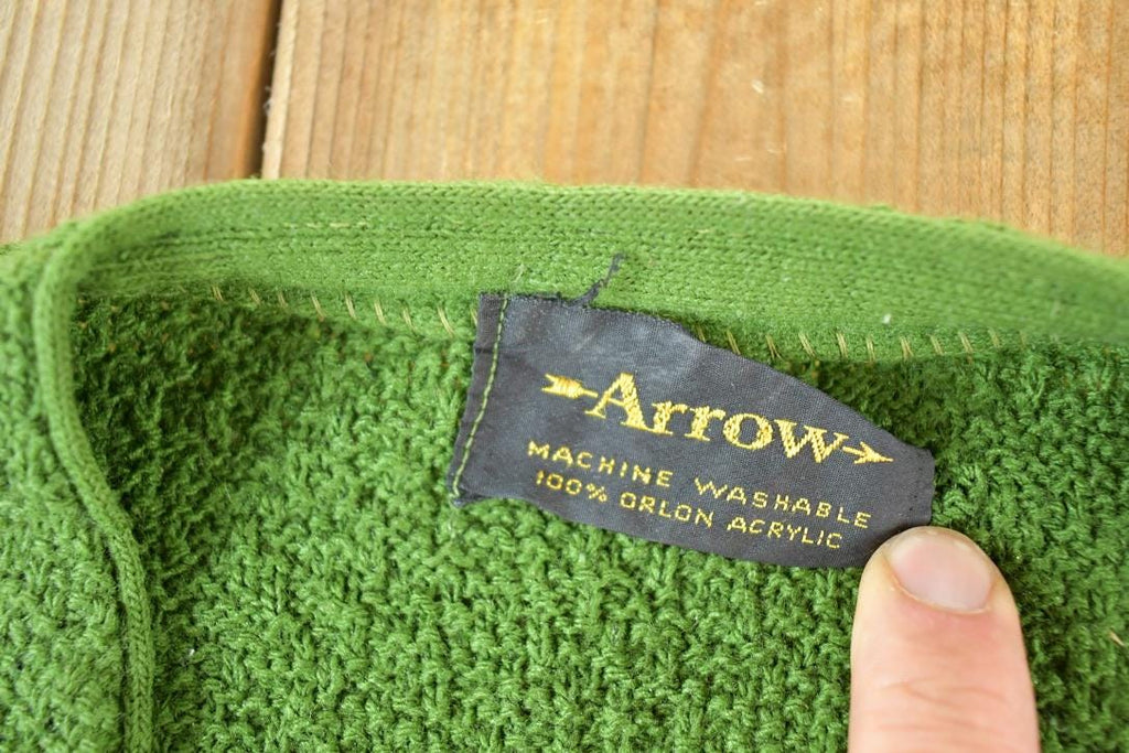 Vintage 1970s Arrow Kurt Cobain Cardigan Knit Abstract Pattern Crewneck Sweater Mens L