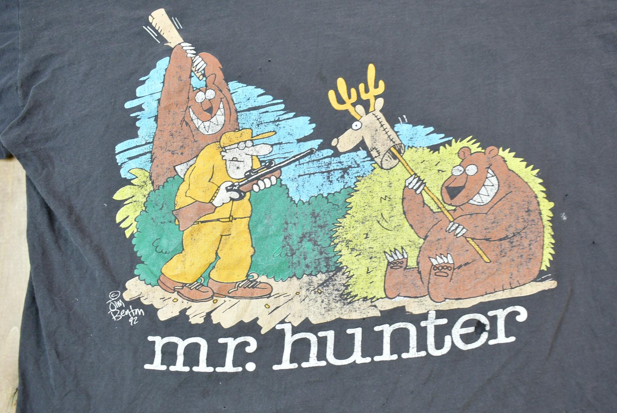 Vintage 1992 Mr Hunter Single Stitch Funny Graphic T-Shirt Made In USA