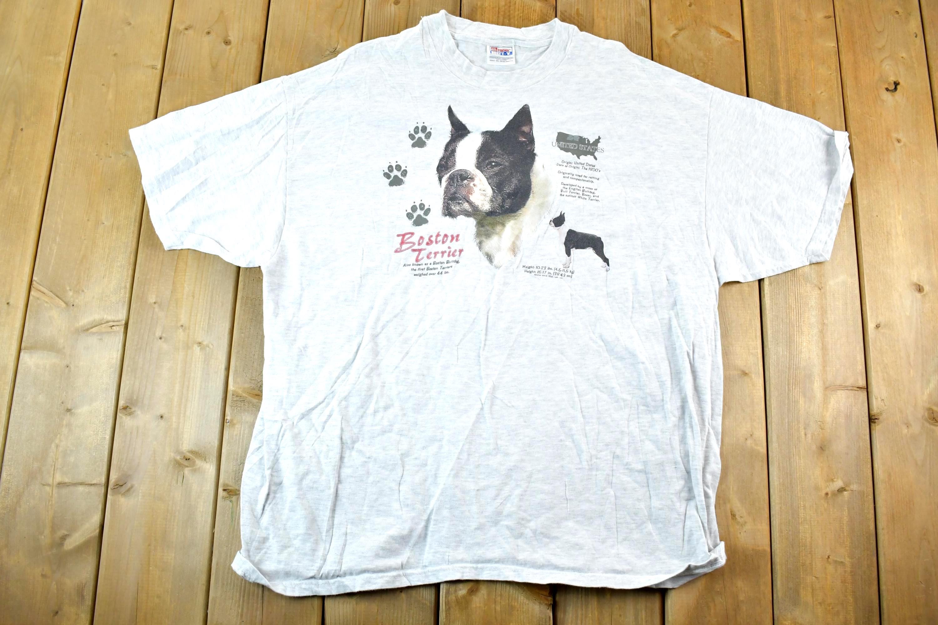 Vintage 1990s Boston Terrier Biography Outdoorsman T-Shirt Mens XL