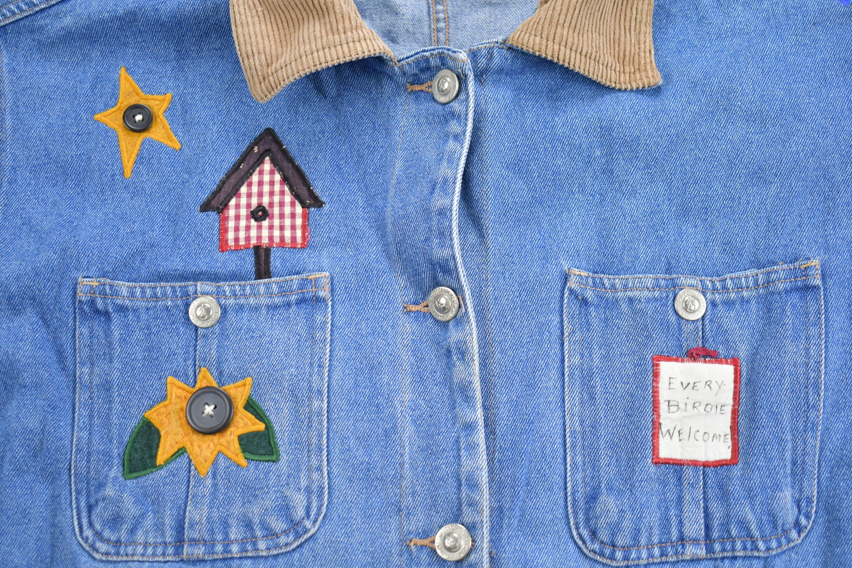 Vintage 1990s Cute Embroidered Denim Chore Jacket