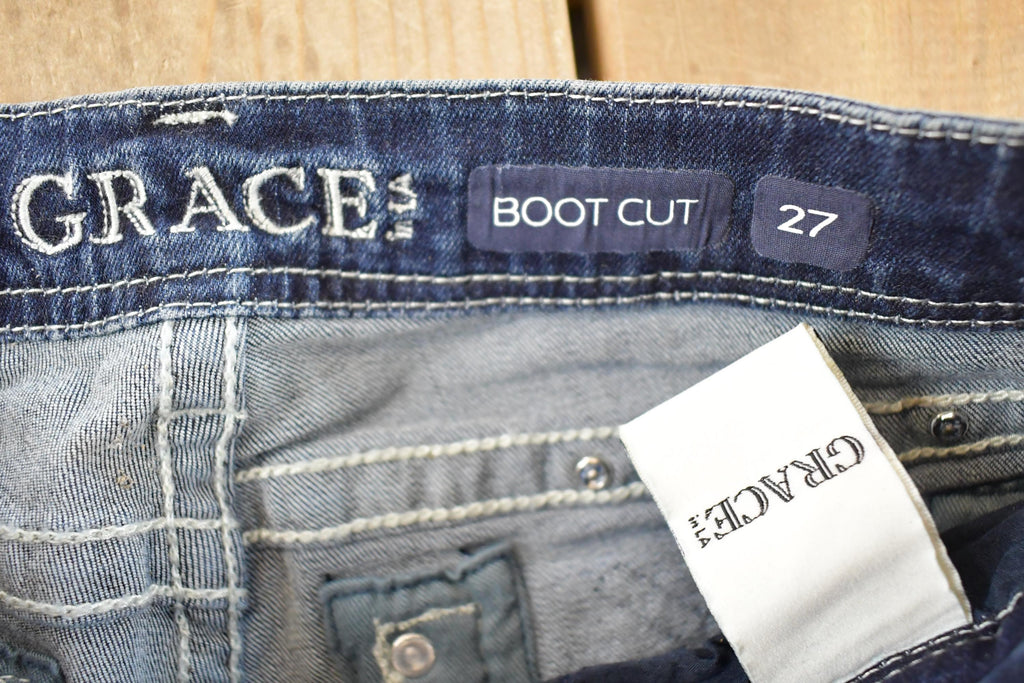 Vintage Deadstock Y2K Grace LA Bedazzled Low Rise Jeans Women's Size 27 x 32