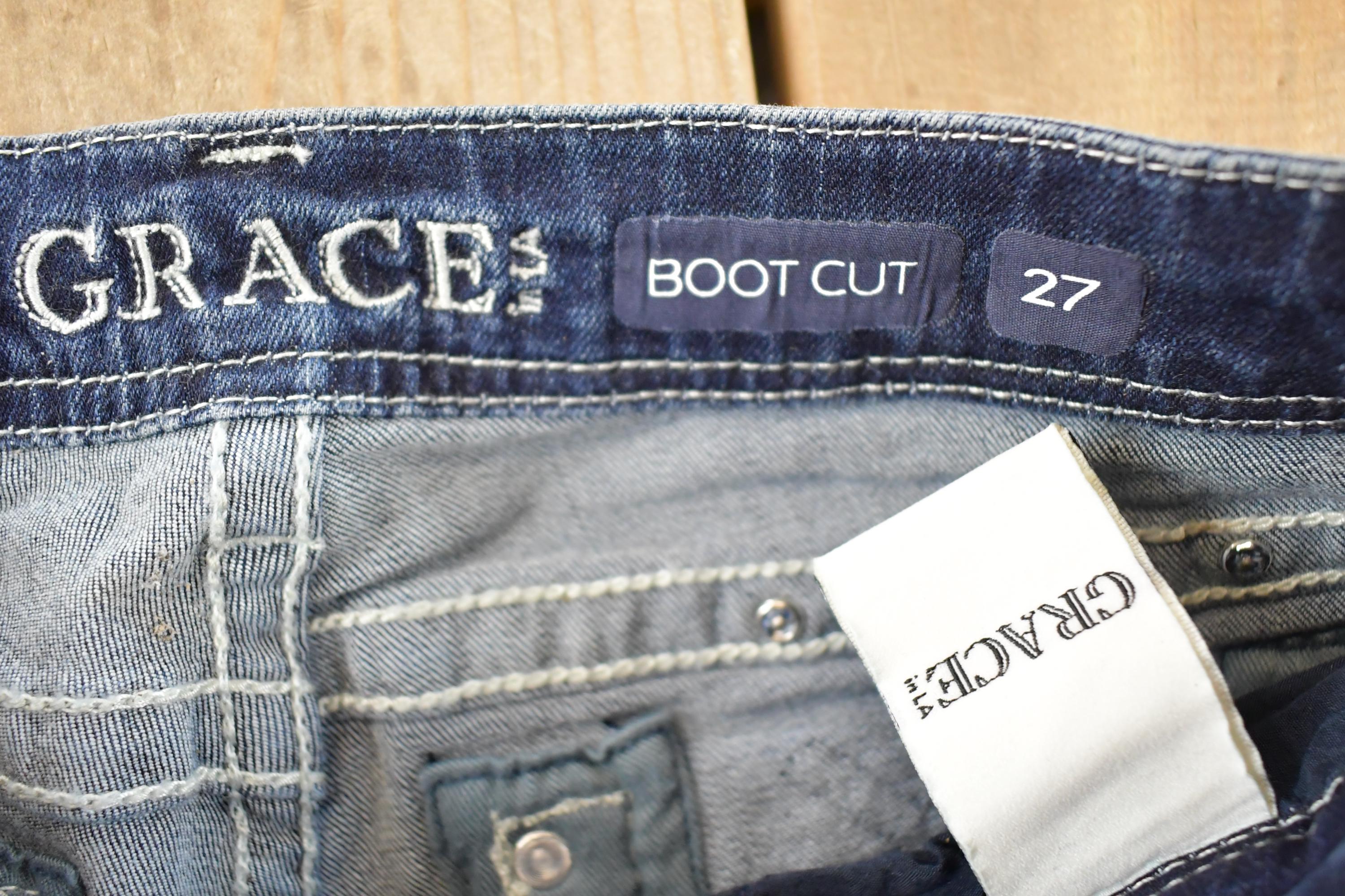 Vintage Deadstock Y2K Grace LA Bedazzled Low Rise Jeans Women's Size 27 x 32