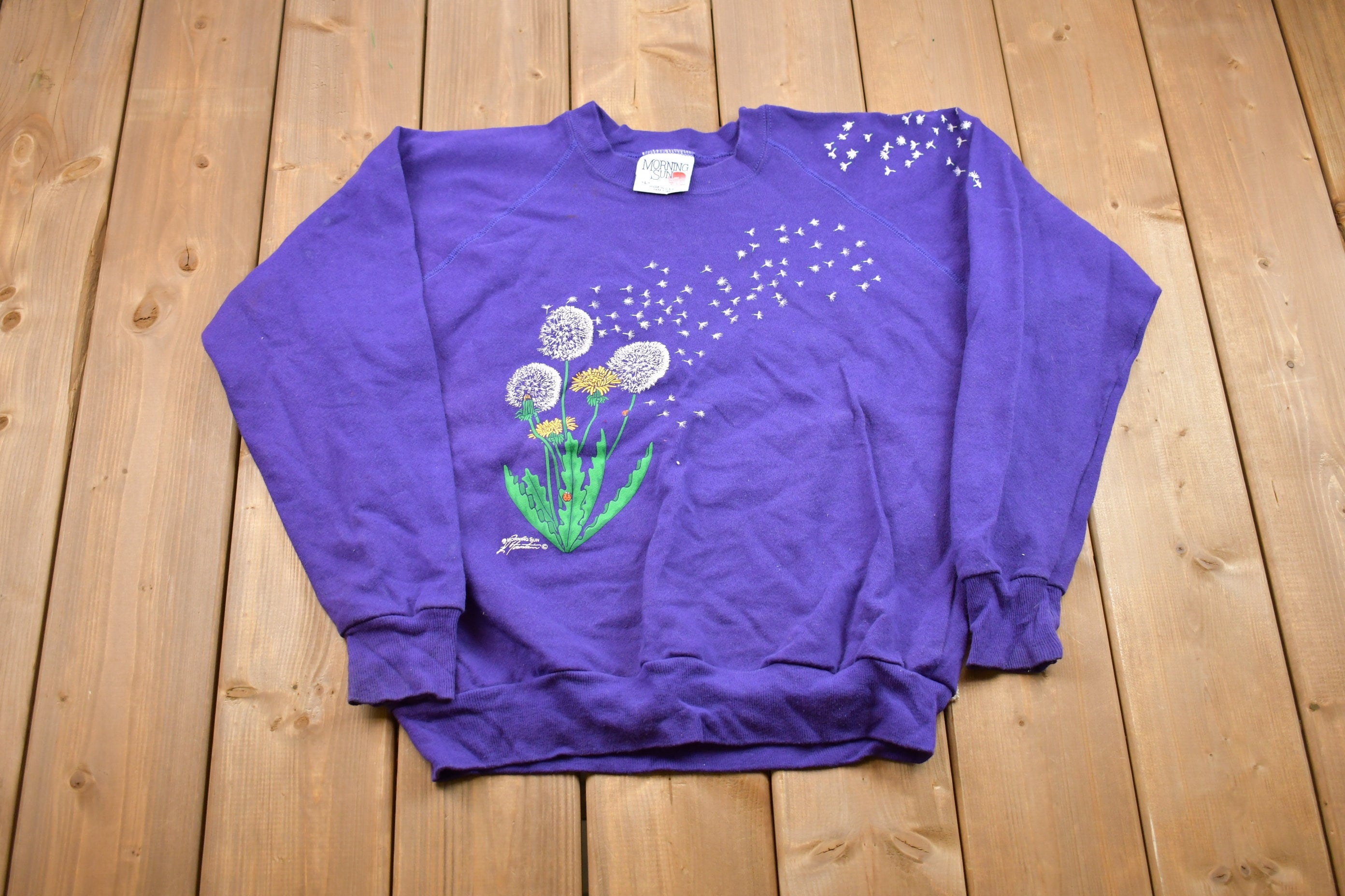 Vintage 1990s Morning Sun Floral Made In USA Crewneck