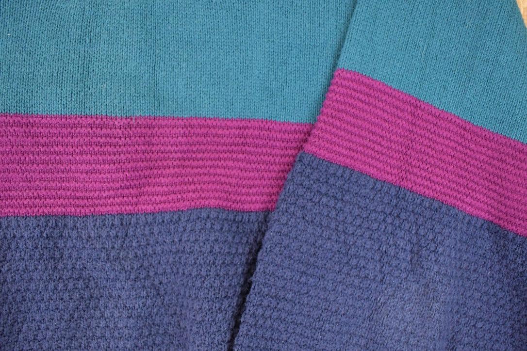 Vintage 1990s Isle Of Cotton Color Block Crewneck Sweatshirt Men's L