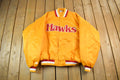 Vintage 2000s Hardwood Classics Atlanta Hawks NBA Basketball Embroidered Snap Button Satin Bomber Jacket Mens 3XL