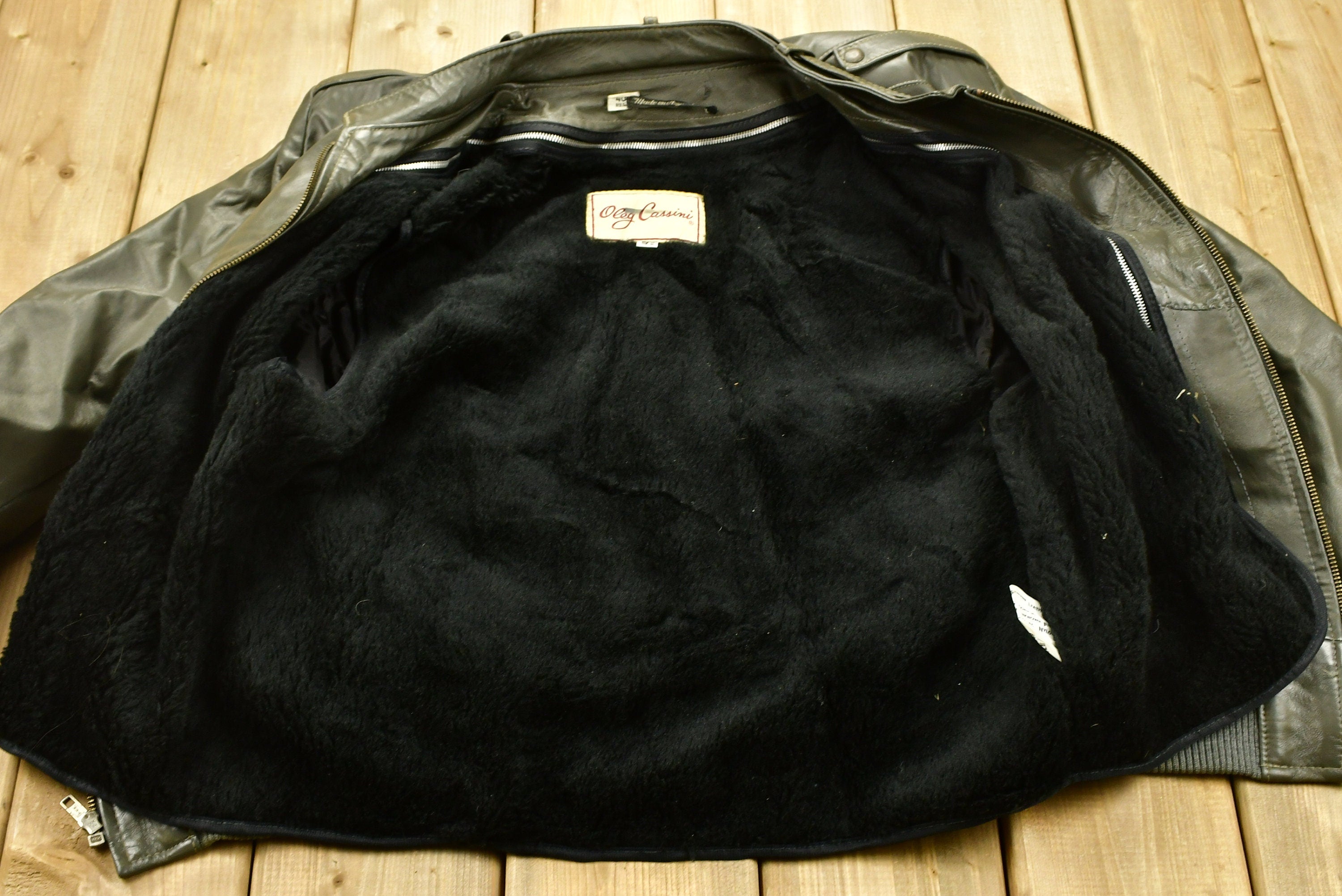 Vintage 1980s Oleg Cassini Leather Biker Jacket