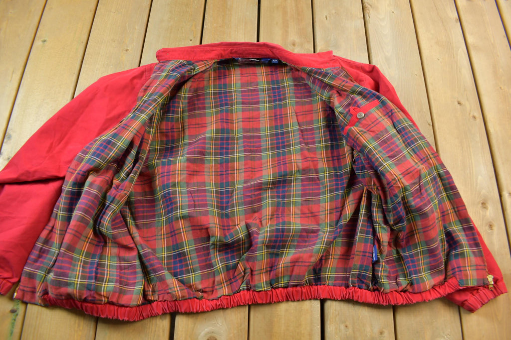 Vintage 1980s Polo Ralph Lauren Blank Red Plaid Lined Harrington Jacket