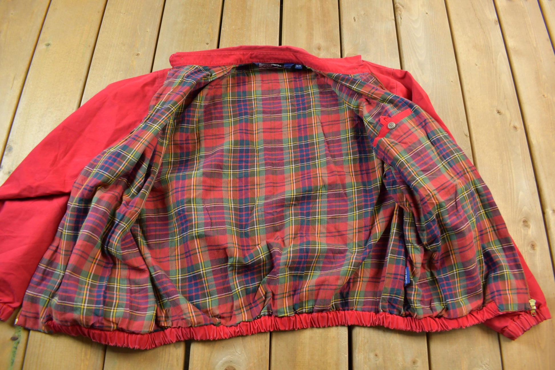 Vintage 1980s Polo Ralph Lauren Blank Red Plaid Lined Harrington Jacket / Vintage Polo / Streetwear / 90s Ralph Lauren