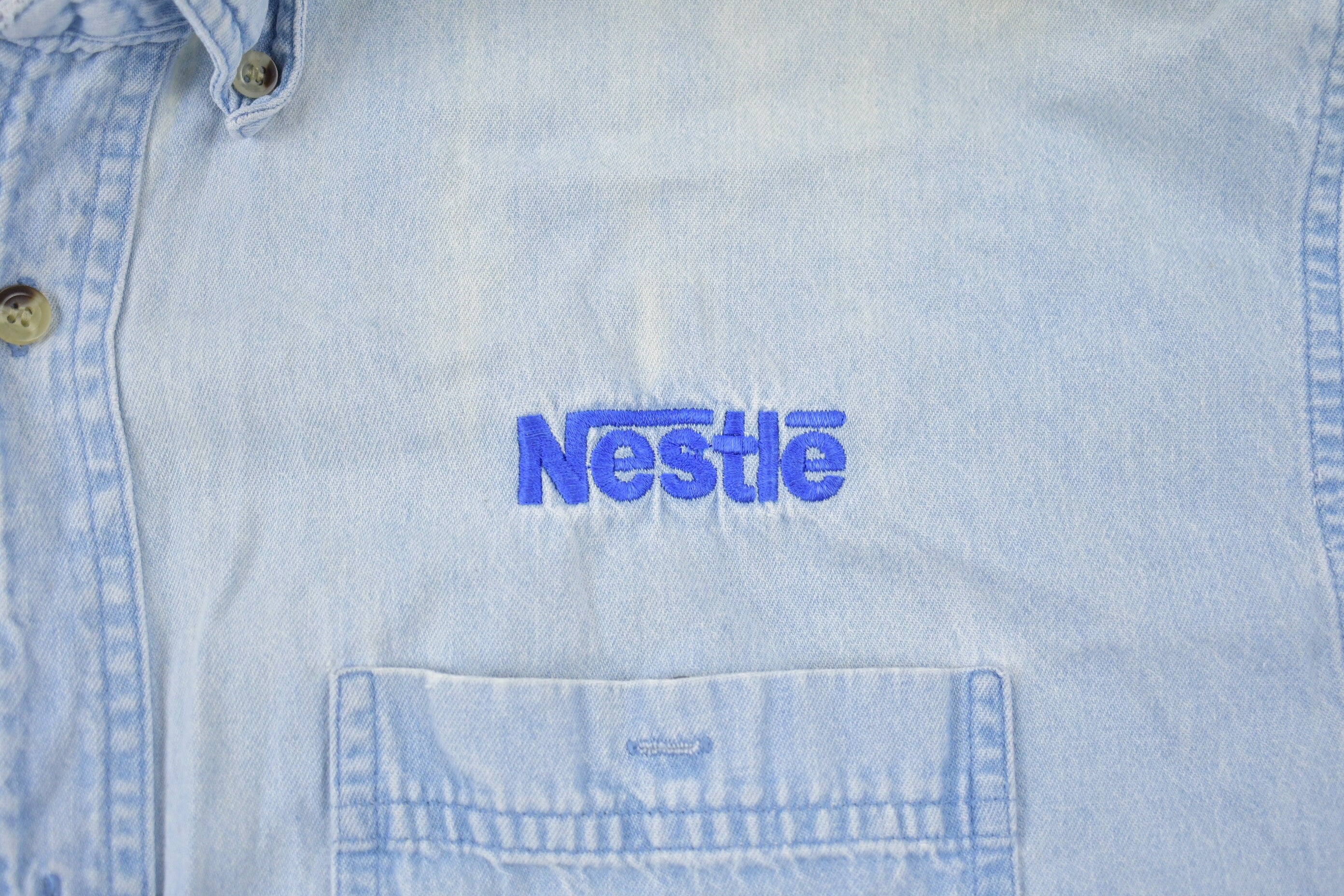 Vintage 1990s Tri-Mountain Nestle Embroidered Button Up Shirt