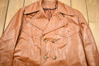 Vintage 1970s Burnt Orange Full Length Leather Trench Coat