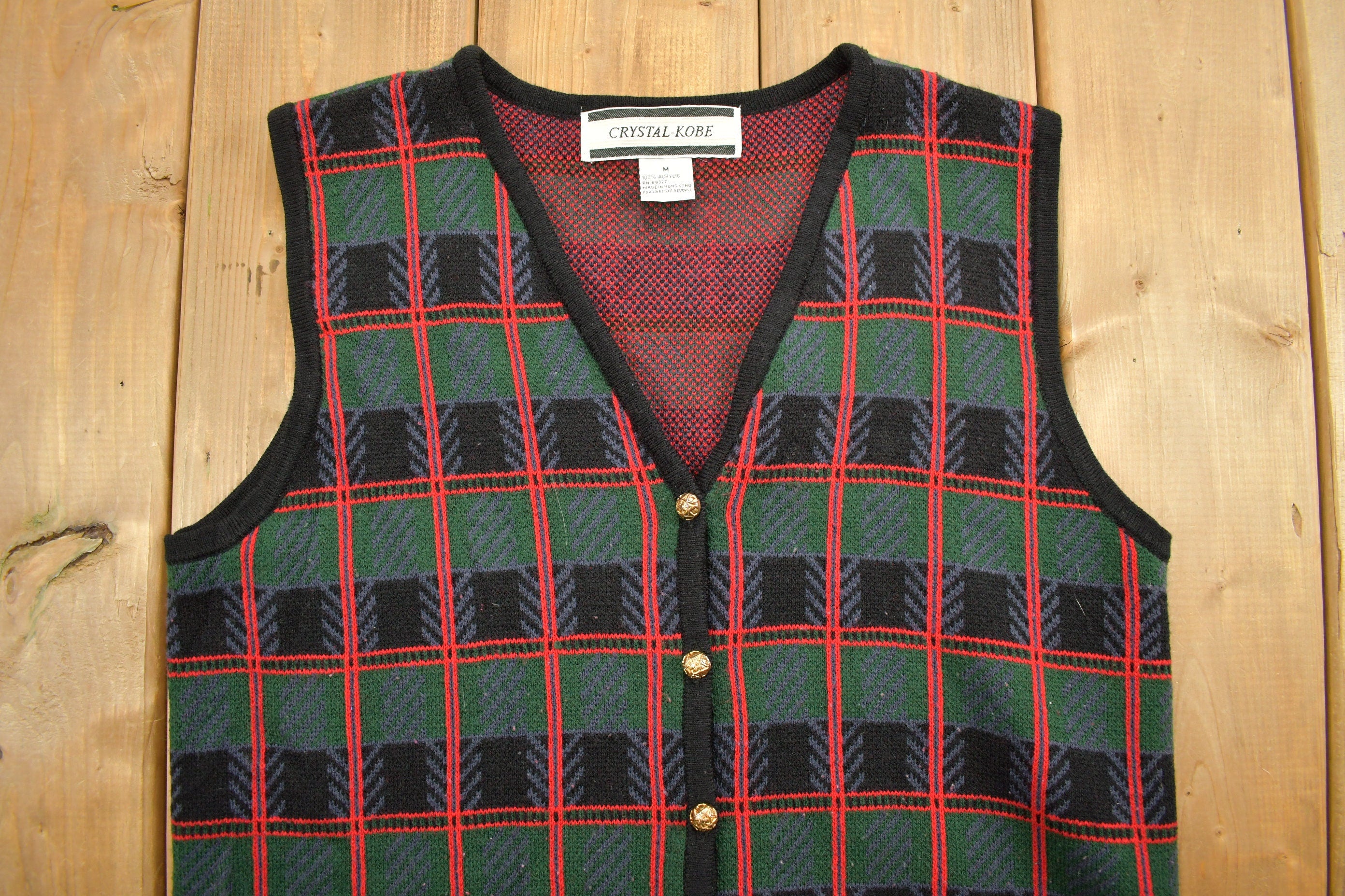 Vintage 1990s Crystal Lobe Abstract Knit Cardigan Sweater Vest