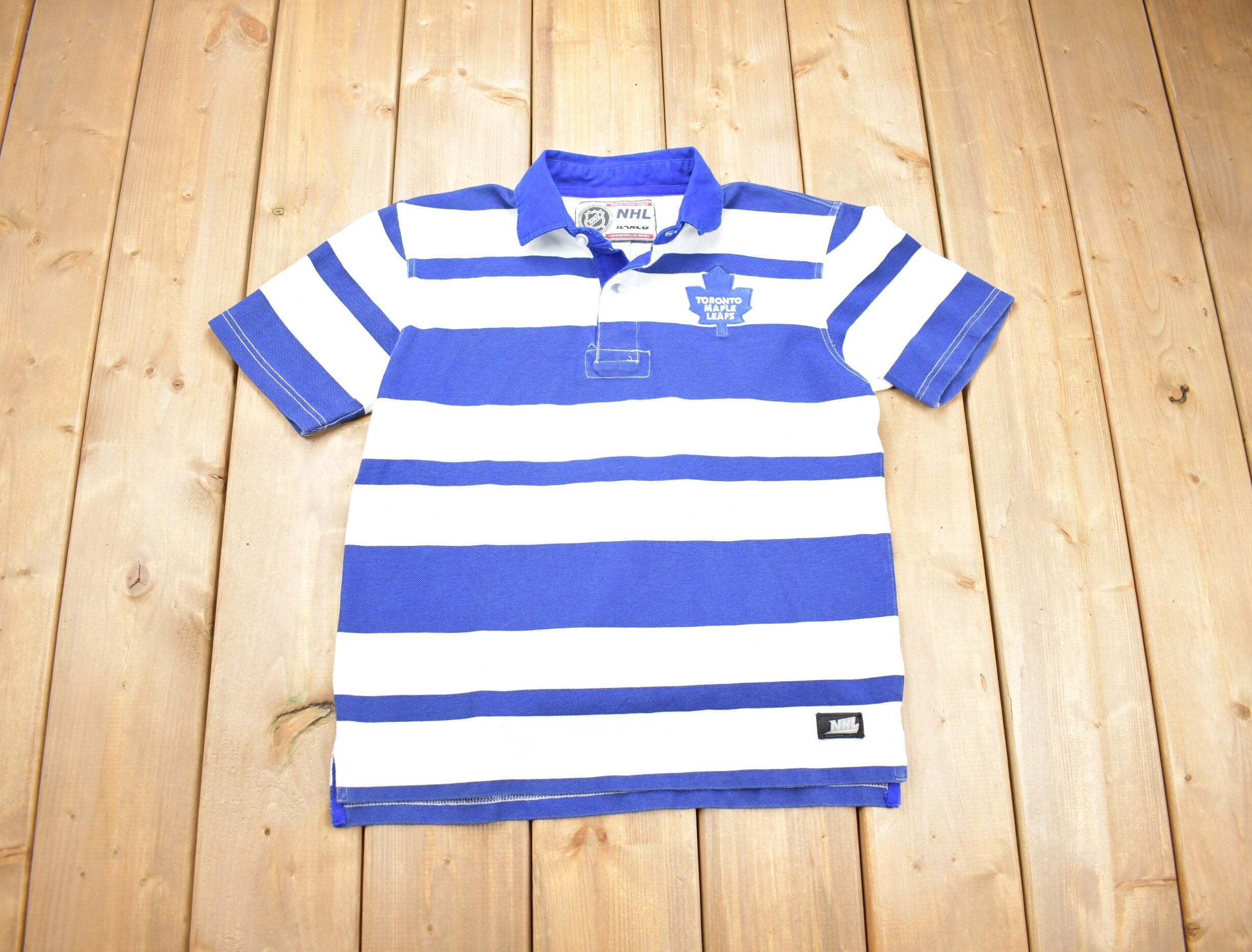 Vintage 1990s NHL Toronto Maple Leafs Striped Collared Shirt